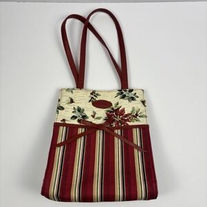 Longaberger Holiday Gift Bag Holiday Stripe‎ Holiday Botanical Poinsettia